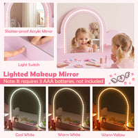 Kids Vanity with Lights, Pretend Makeup Dressing Table Set
