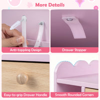 Kids Vanity with Lights, Pretend Makeup Dressing Table Set