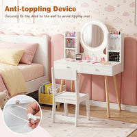 Kids Vanity Set with Lights, Princess Vanity Desk Set with LED Lighted Mirror