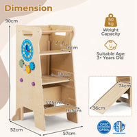 4-in-1 Toddler Tower with Chalkboard Slide Montessori Games