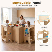 4-in-1 Toddler Tower with Chalkboard Slide Montessori Games