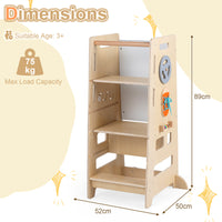 Toddler Standing Tower w/ Adjustable Height & Blackboard, Natural