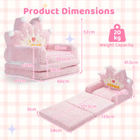 2-in-1 Foldable Kids Sofa Bed, Convertible Lounger for Toddlers