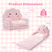 2-in-1 Foldable Kids Sofa Bed, Convertible Lounger for Toddlers