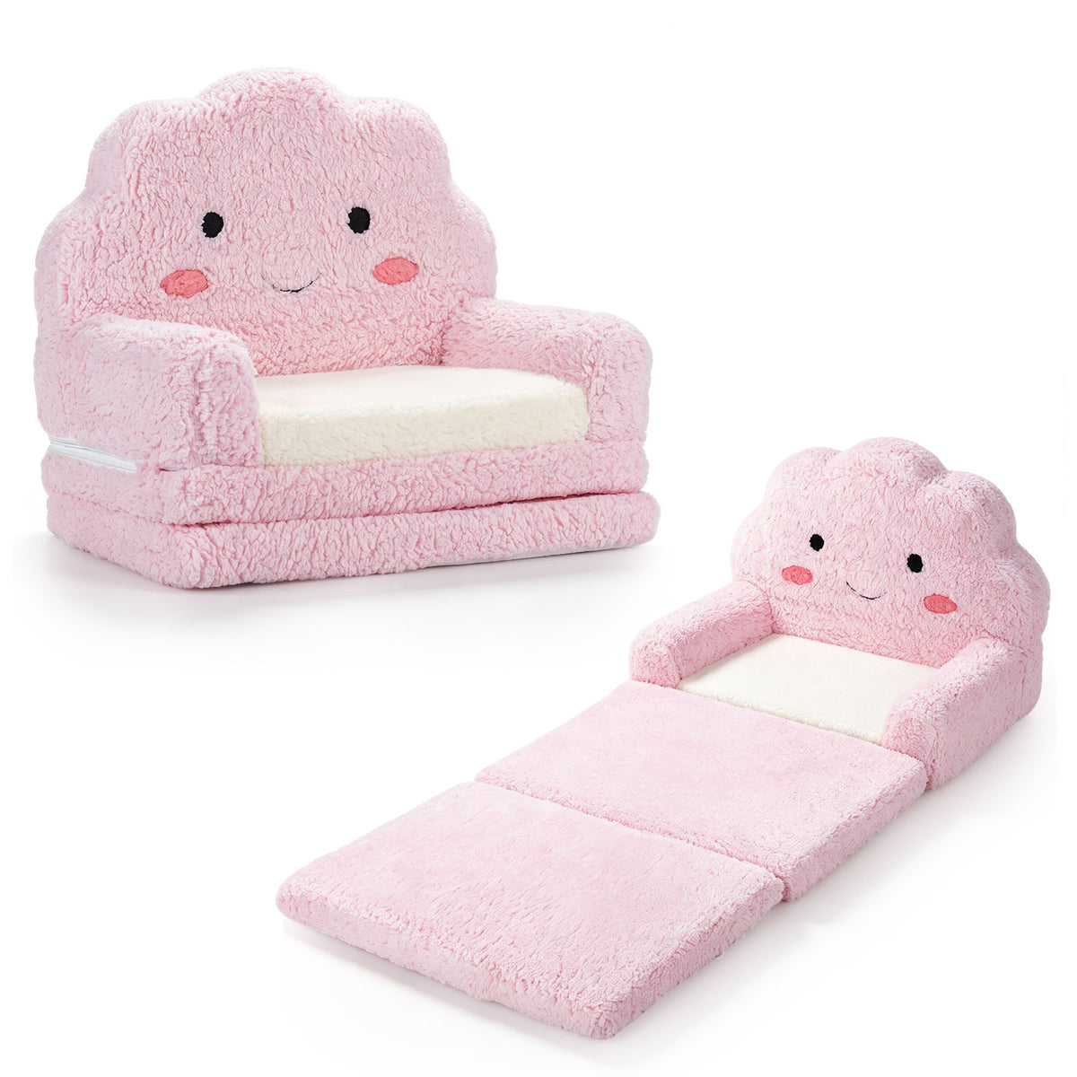 2-in-1 Foldable Kids Sofa Bed, Convertible Lounger for Toddlers