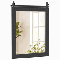 Giantex Farmhouse Wall Mirror, Rustic Wall Mounted Mirror w/Solid Wood Frame & Metal Bracket