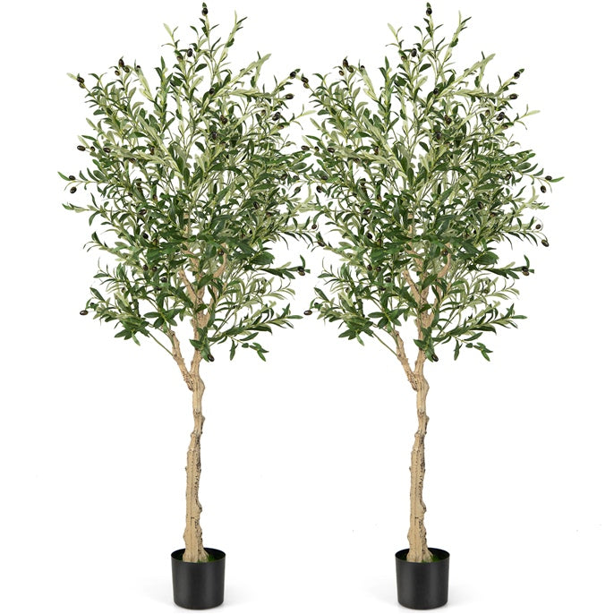 Giantex 182cm  Artificial Olive Tree in Cement Pot w/ Leaves & Fruits