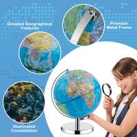 World Globe, 3-in-1 Desktop Spinning Earth w/ Illuminated Constellation Maps