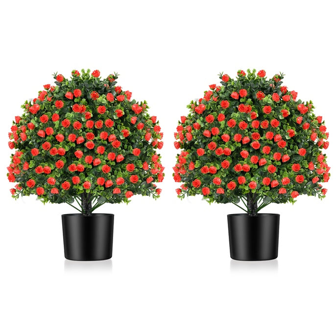 Giantex 2 Pack Artificial Rose Topiary Ball Tree