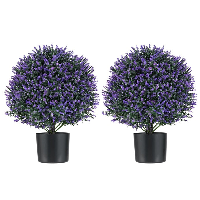 2 Pack Faux Shrub Bushes w/Flowers & Plastic Nursery Pot