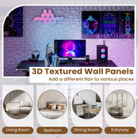 50/100-Pack 3D Wall Panels, Fire-Resistant PVC Interior Wall Decoration with Diamond Accent