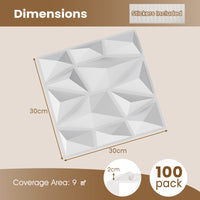 50/100-Pack 3D Wall Panels, Fire-Resistant PVC Interior Wall Decoration with Diamond Accent