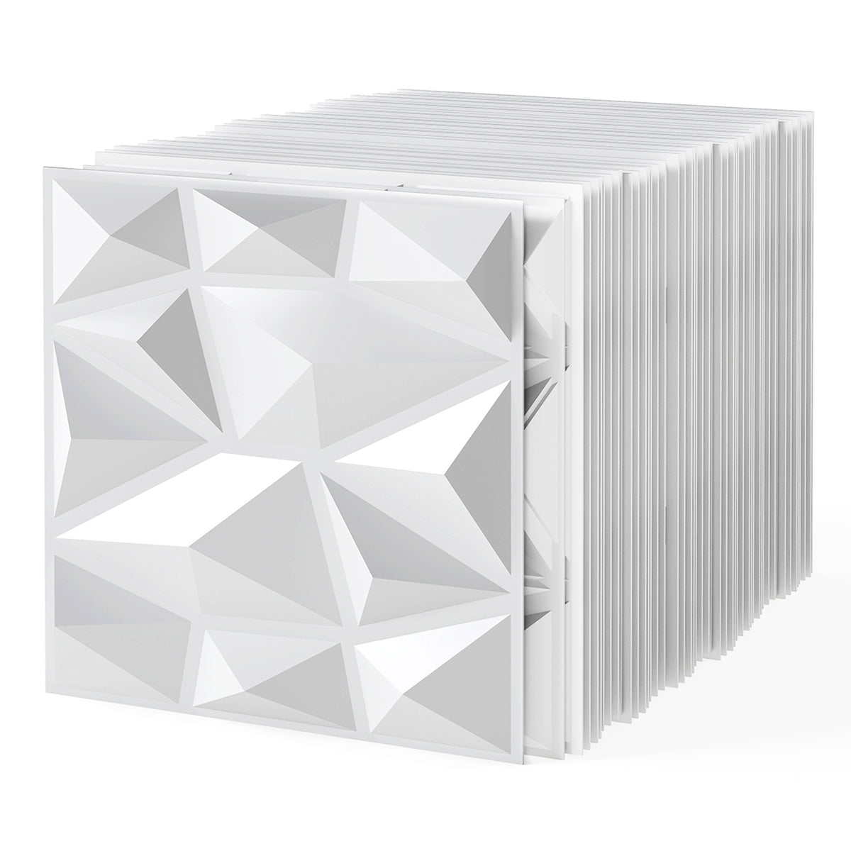 50/100-Pack 3D Wall Panels, Fire-Resistant PVC Interior Wall Decoration with Diamond Accent
