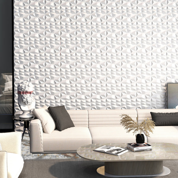 50/100-Pack 3D Wall Panels, Fire-Resistant PVC Interior Wall Decoration with Diamond Accent