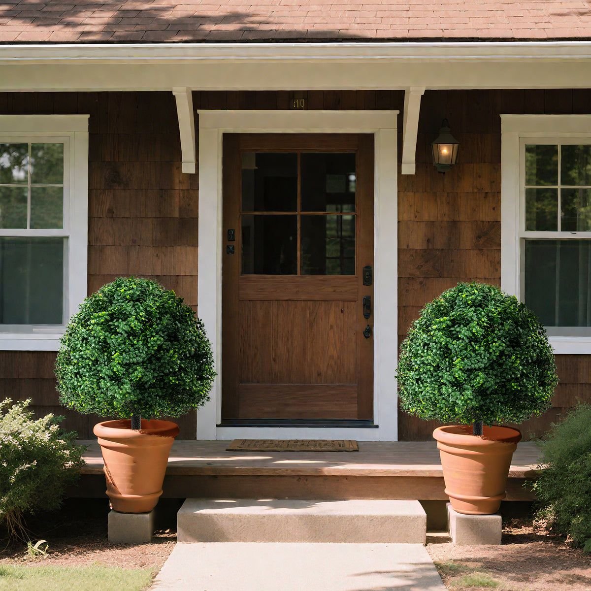 2 Pack Faux Bushes with Ground Spike