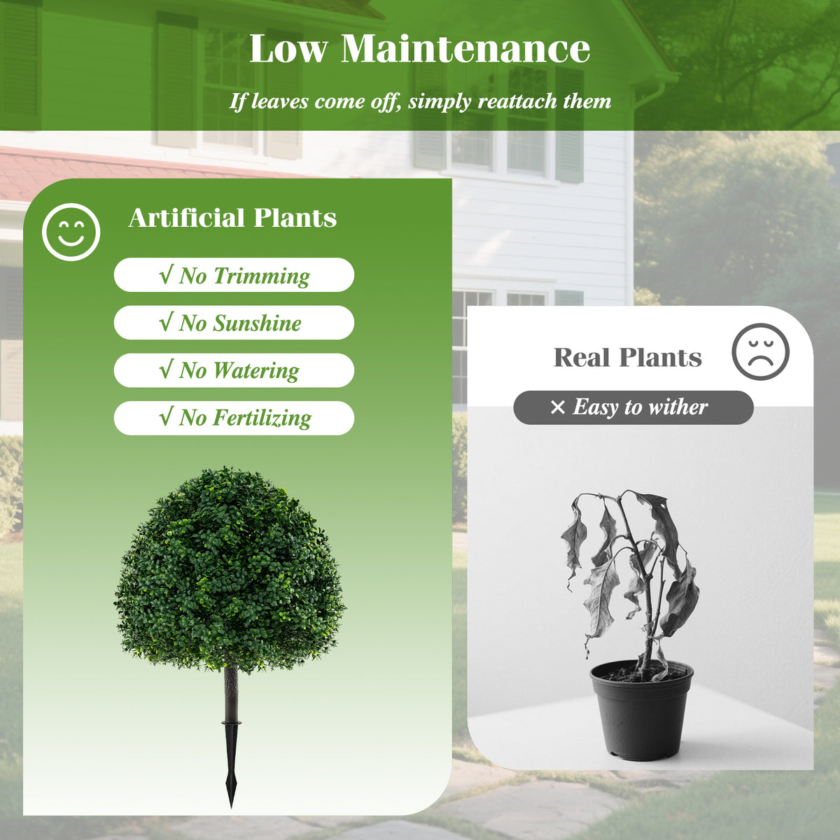 2 Pack Faux Bushes with Ground Spike