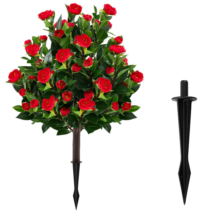 2 Pack Fake Flower Trees with Ground Spikes, Floral Blooming Bushes