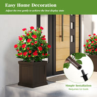 2 Pack Fake Flower Trees with Ground Spikes, Floral Blooming Bushes