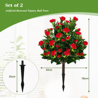 2 Pack Fake Flower Trees with Ground Spikes, Floral Blooming Bushes