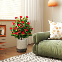 2 Pack Fake Flower Trees with Ground Spikes, Floral Blooming Bushes