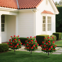 2 Pack Fake Flower Trees with Ground Spikes, Floral Blooming Bushes