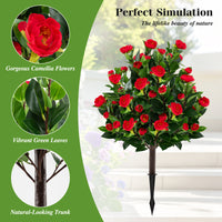 2 Pack Fake Flower Trees with Ground Spikes, Floral Blooming Bushes