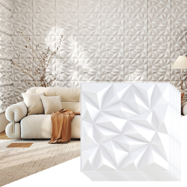 20/40-Pack 3D Wall Panels, PVC Wall Tiles with Decorative Diamond Patterns for DIY Painting & Cutting
