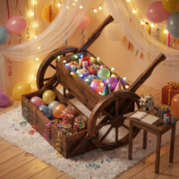 2-Tier Versatile Raised Garden Bed with Wheels and Rustic Wood Wagon Planter