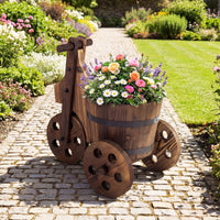 Barrel Flower Cart Planter with Drainage Hole for Growing Vegetables Herbs