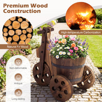 Barrel Flower Cart Planter with Drainage Hole for Growing Vegetables Herbs