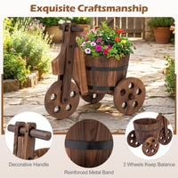 Barrel Flower Cart Planter with Drainage Hole for Growing Vegetables Herbs