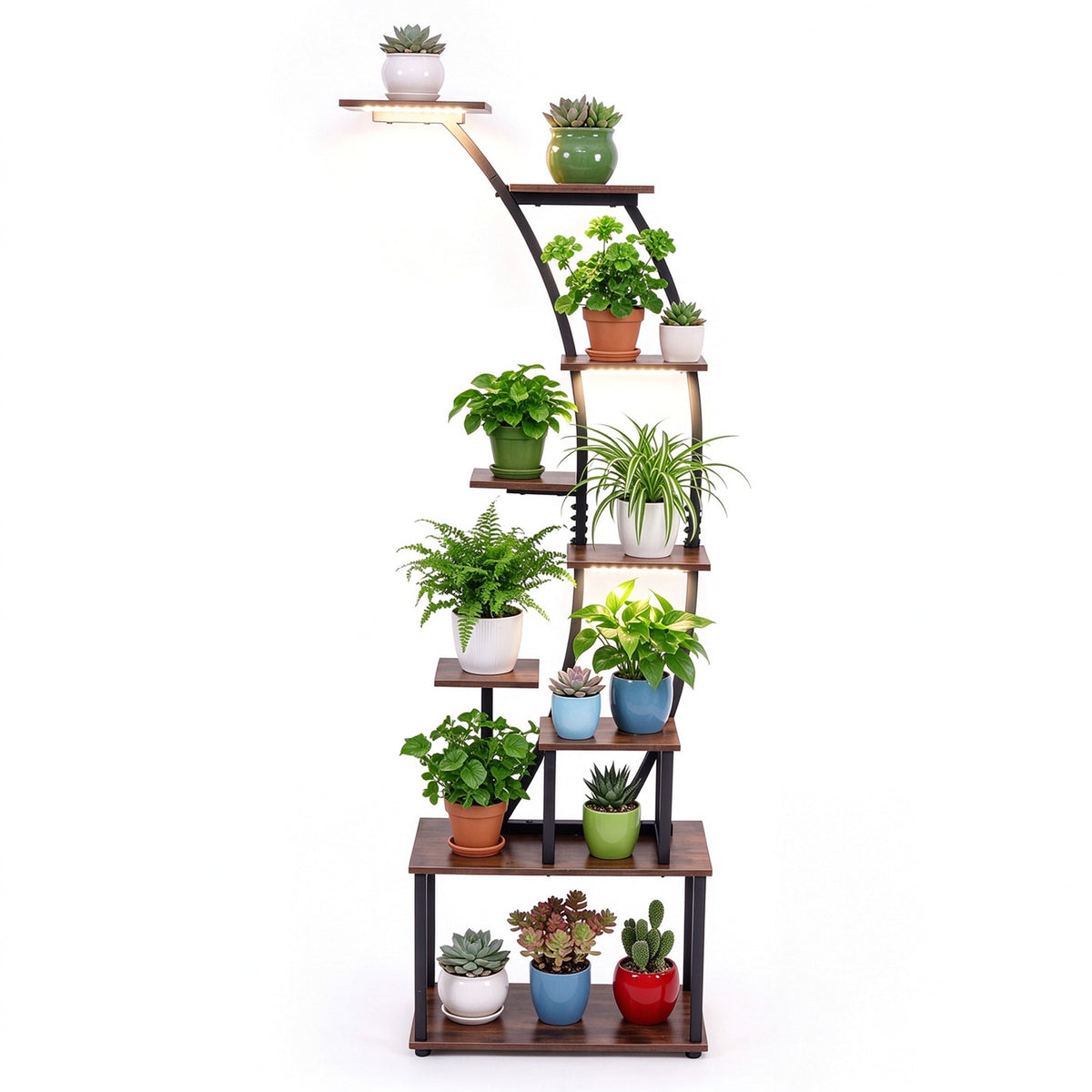 161 cm 9-Tier Plant Stand Indoor with Light for Outdoor Garden