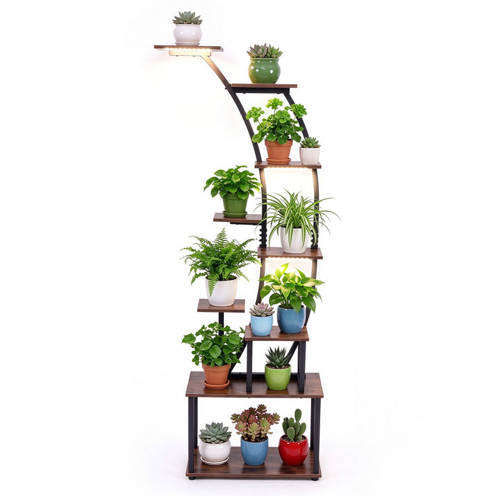 161 cm 9-Tier Plant Stand Indoor with Light for Outdoor Garden
