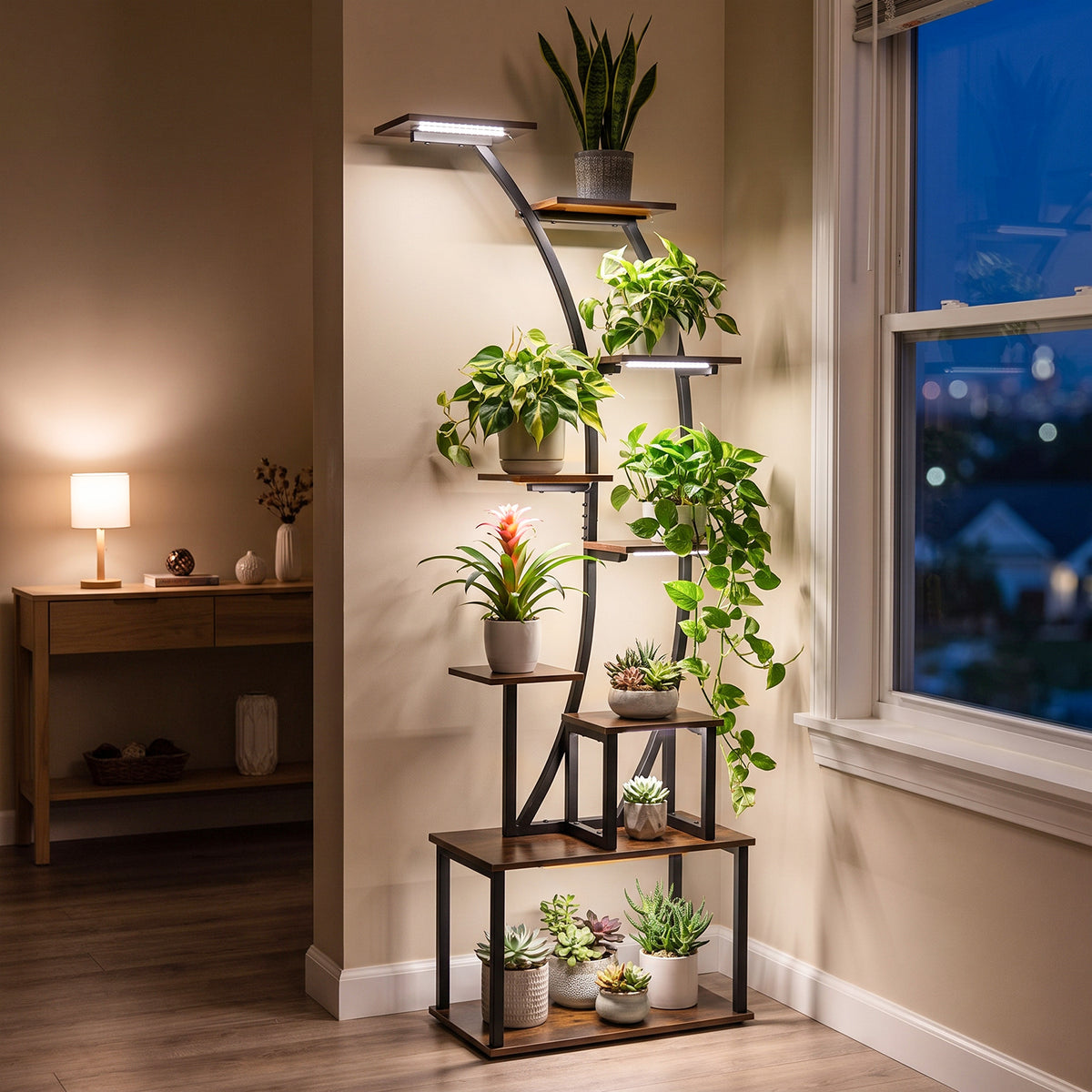 161 cm 9-Tier Plant Stand Indoor with Light for Outdoor Garden