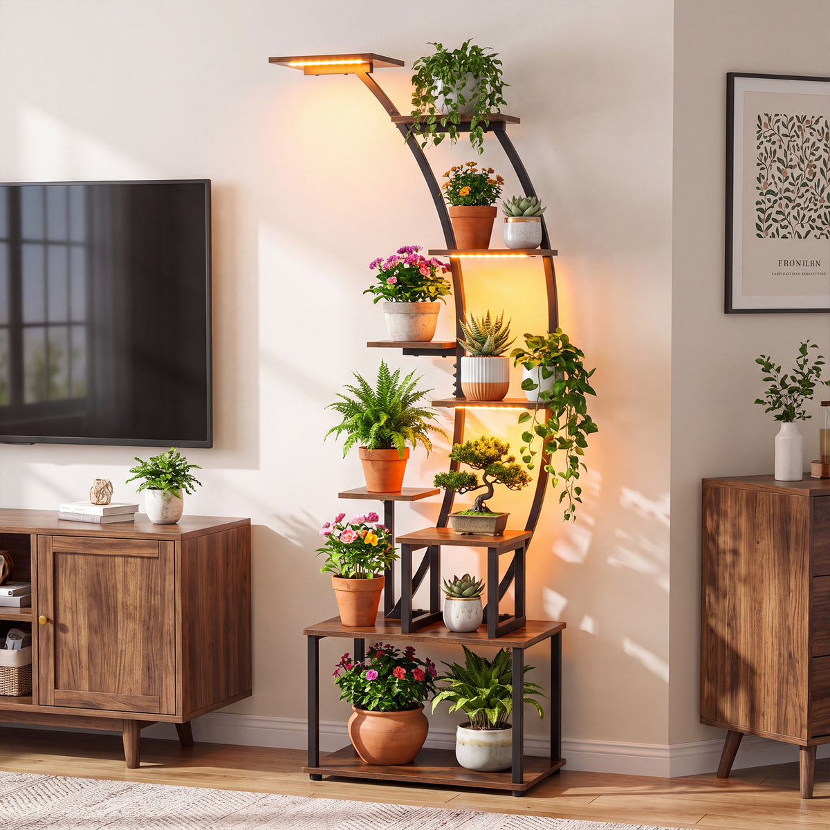161 cm 9-Tier Plant Stand Indoor with Light for Outdoor Garden