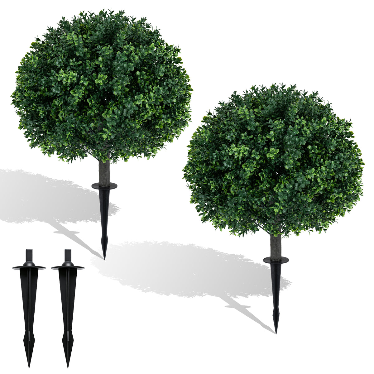 2 Pack Faux Bushes with Ground Spike