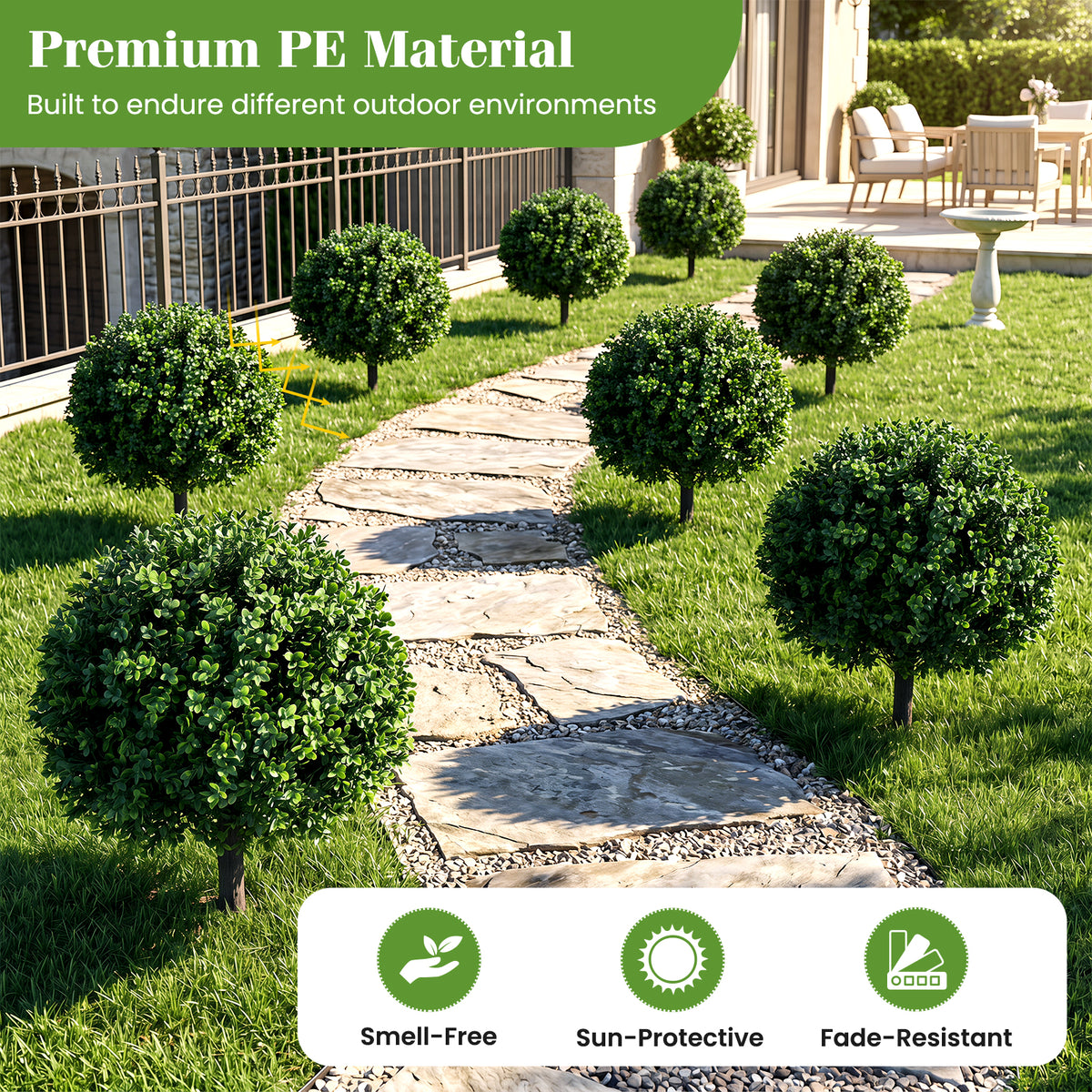 2 Pack Faux Bushes with Ground Spike