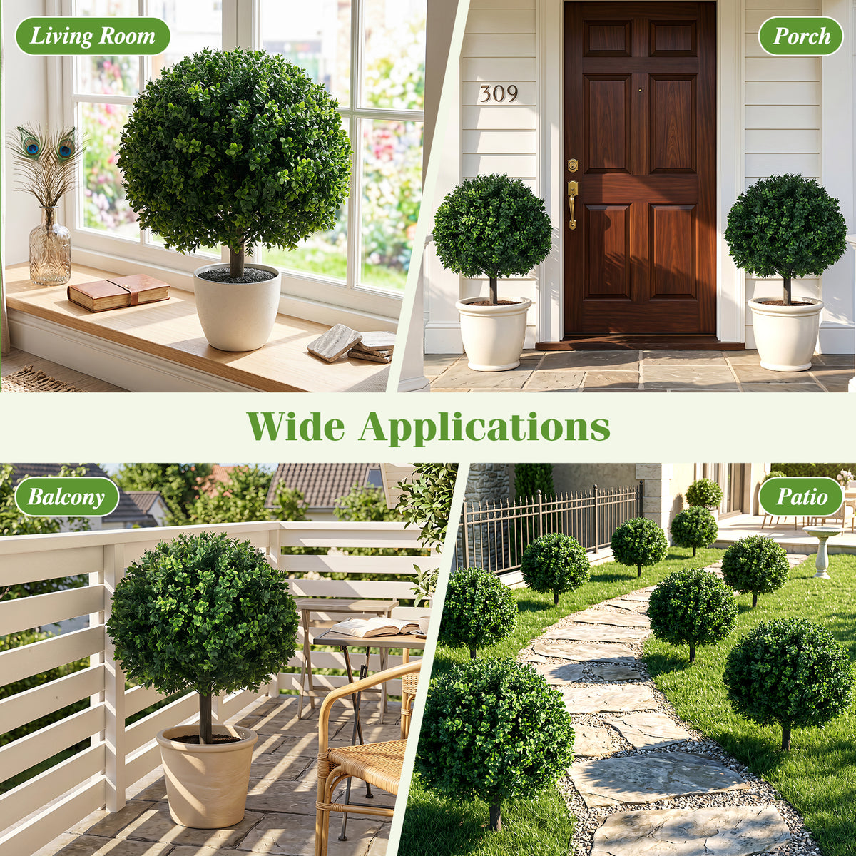 2 Pack Faux Bushes with Ground Spike