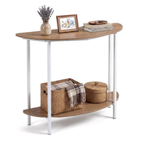 Half-moon Console Table with Open Storage Shelf and Anti-tip Kits for Living Room