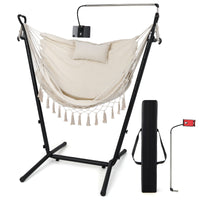 Adjustable Hanging Chair with Phone Holder for Indoor & Outdoor Use