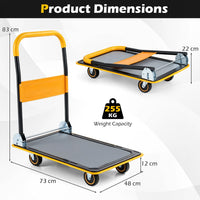 Heavy Duty Foldable Push Cart Dolly 255 kg Weight Capacity with Swivel Wheels