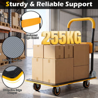 Heavy Duty Foldable Push Cart Dolly 255 kg Weight Capacity with Swivel Wheels