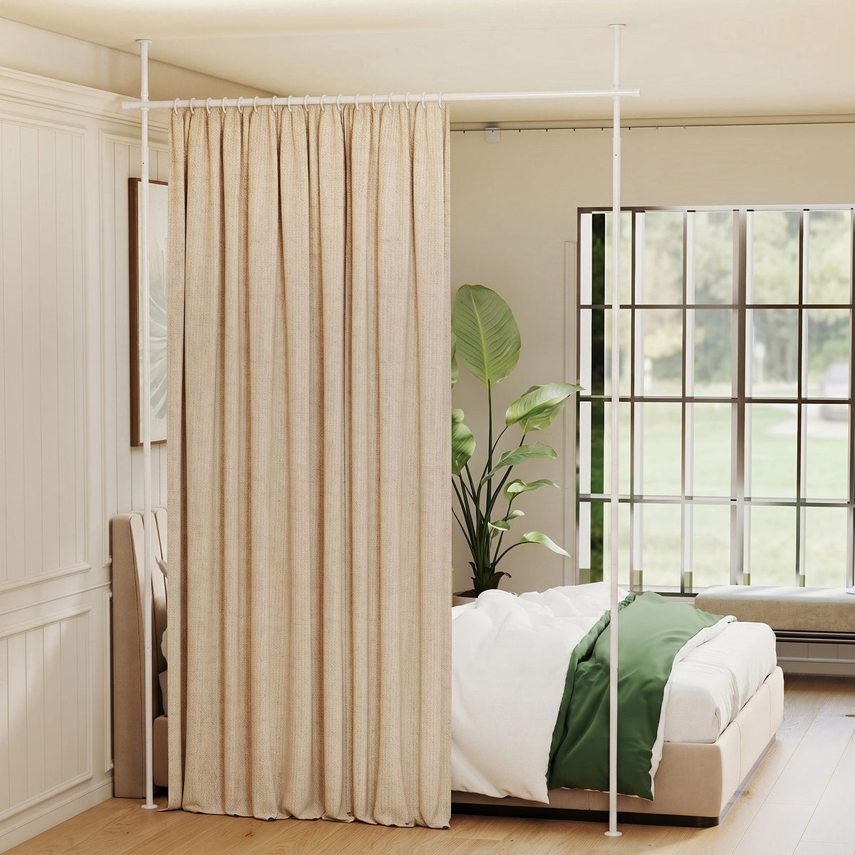 Heavy-Duty Metal Partition Room Separator for Apartment and Bedroom