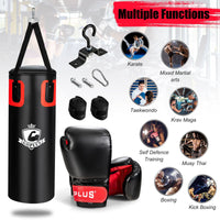 Heavy Hanging Punching Bag Set 26kg with 12oz Gloves and Hand Wraps