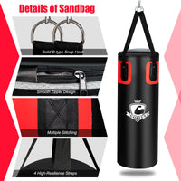 Heavy Hanging Punching Bag Set 26kg with 12oz Gloves and Hand Wraps
