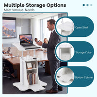 Height Adjustable Laptop Table with Tilting Tabletop and Storage Shelves Lockable Casters for Home Office