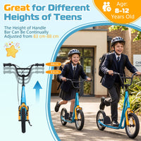 Height Adjustable Youth Scooter with 2 V-Type Handbrakes for Kids 8-12