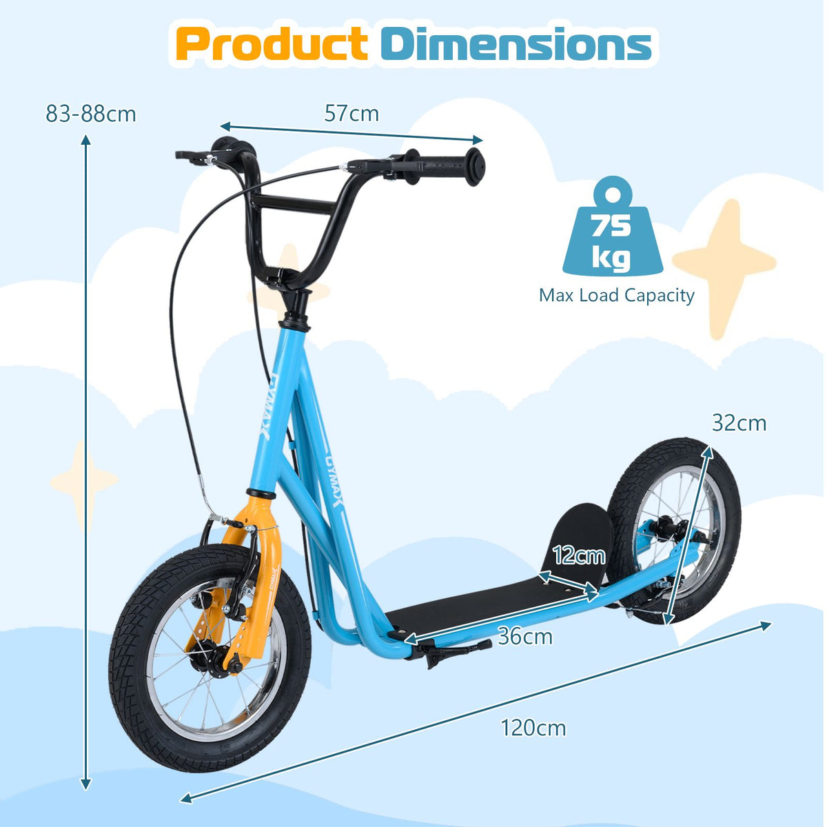 Height Adjustable Youth Scooter with 2 V-Type Handbrakes for Kids 8-12