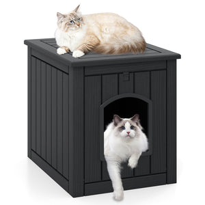 Hidden Cat Litter Box Enclosure with Flip Front Door and Raised Floor