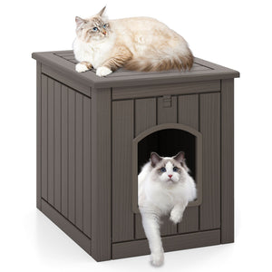 Hidden Cat Litter Box Enclosure with Flip Front Door and Raised Floor